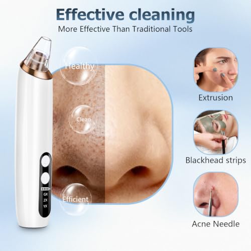 HZD Blackhead Remover Pore Vacuum with 3 Suction Levels & 6 Tips