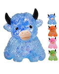 Blue Glitter Highland Cow Stress Relief Fidget Toy - Sensory Squeeze Ball, Anxiety & Desk Decor