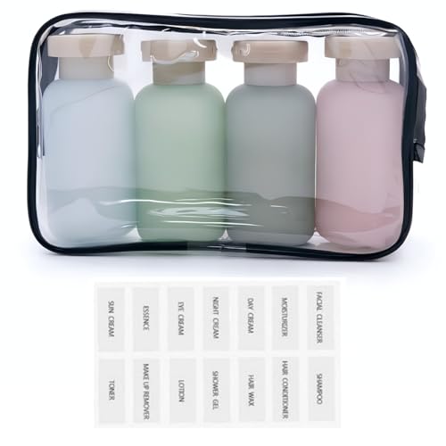 Leak Proof Travel Shampoo Bottles - 3.4oz Reusable Containers (4Pcs)