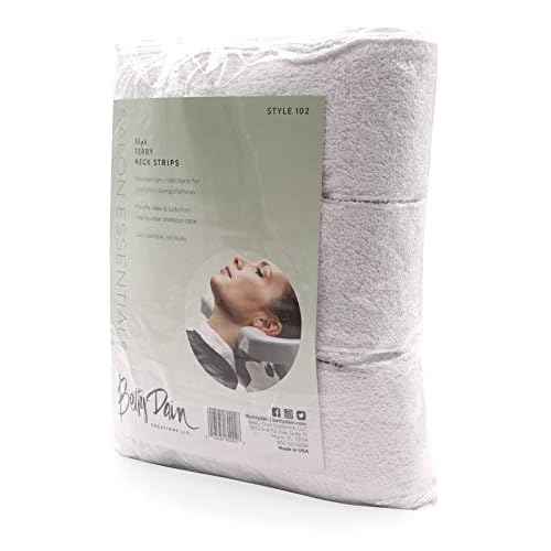 Betty Dain Neck Towel, Soft Terry, Keeps Clients Protected During Shampoos and Rinses, Spa Treatments, Adds Comfort Against Shampoo Bowl, Economical Solution to Paper Wraps, 36 Pack, White