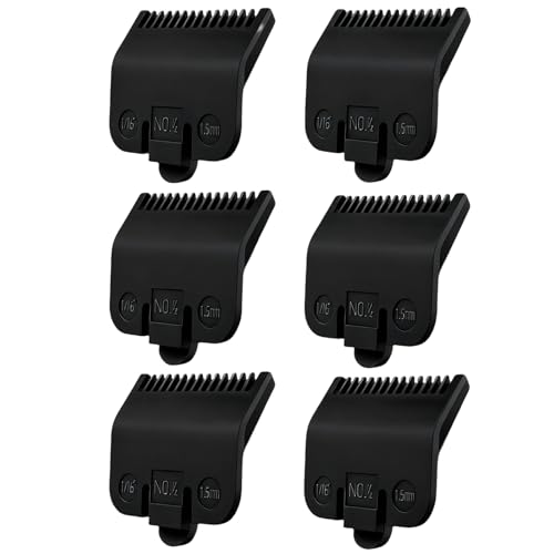 6 Pack Compatible with Wahl 1/2 Clipper Guard,Trimmer Guard Replacement Compatible with Most Wahl Clippers,Clipper Guide Comb #3137-101,#1/2-1/16",1.5mm Black.