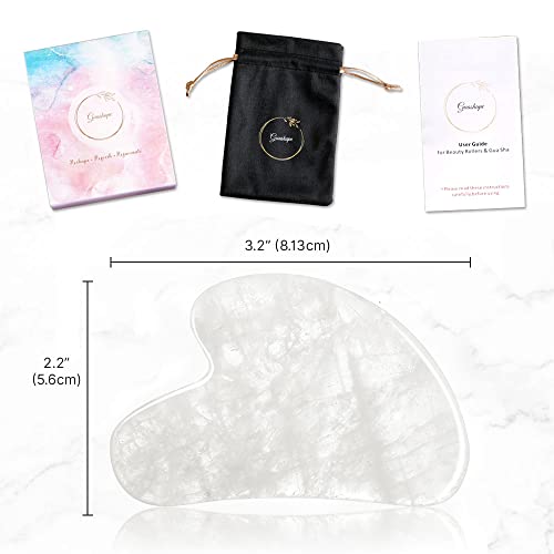 Natural White Quartz Gua Sha Facial Tools | Guasha Tool for Face Sculpting, Shaping, Reduce Puffiness, Tension Relief | Stone for Eyes, Face and Body