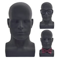 Male Mannequin Head 34cm Matte Black Display Stand
