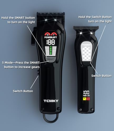 TCMKY Cordless Hair Clippers Set for Men with LCD Display, Black