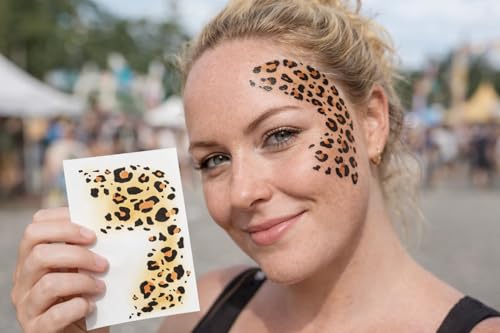 Leopard Face Tattoo Instant Facepaint Gold x2