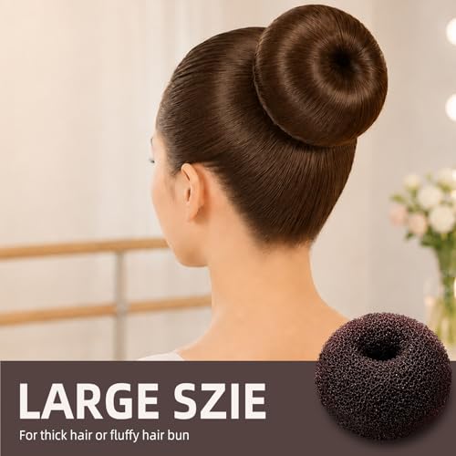 7-Pc Brown Hair Bun Maker Set w/ 4 Sizes & Bobby Pins