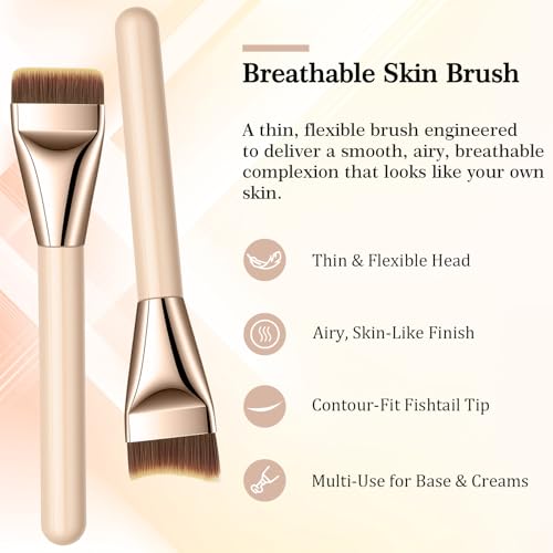 Molain 2-Pack Flat Foundation Brush for Liquid Makeup
