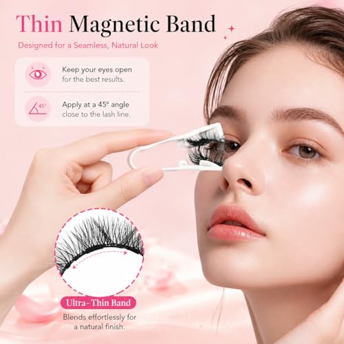 Vevela Magnetic Eyelashes Kit - Natural Look Volume Reusable False Lashes with Applicator