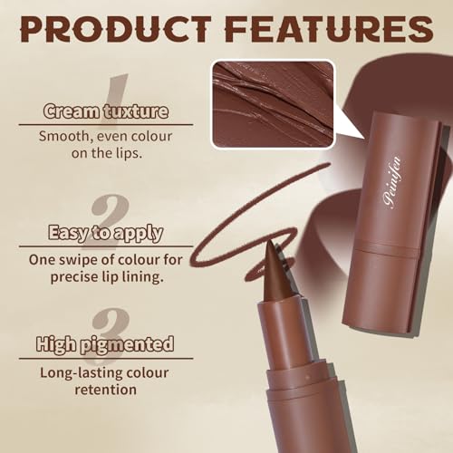2 Colors Lip Liner with Lip Gloss Set, Moisturizing Light Brown Lip Pencil Dark Brown Lip Liner and Lip Gloss Combo, Long Lasting Glossy Lip Stain Lipstick Lip Care Makeup