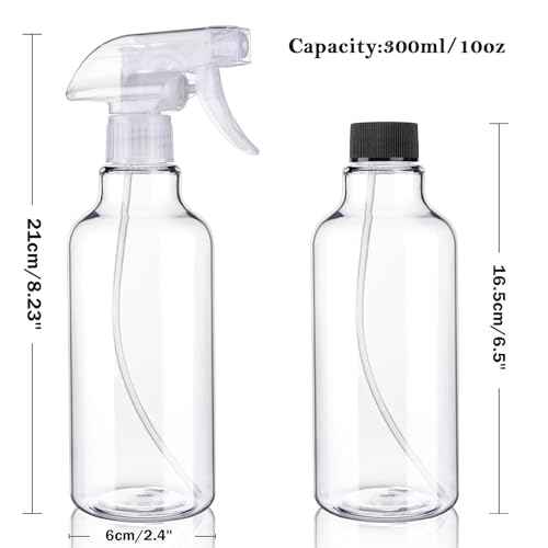 3 Pack Plastic Spray Bottles Empty Spray Bottle 10oz/300ml Heavy Duty Spraying Bottles Mist/Stream Water Bottle for Cleaning Solutions, Essential Oils, Hair (clear)