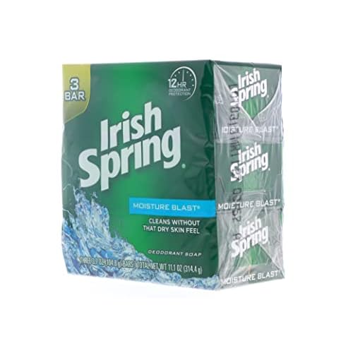 Irish Spring Moisture Blast Deodorant Bar Soap, 11.1 oz bars, 3 each (Pack of 2)
