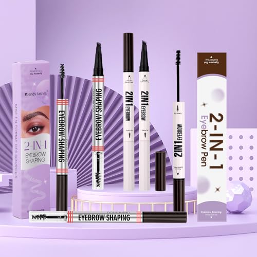 2-in-1 Eyebrow Pen & Gel - Waterproof, Long-Lasting, Dark Brown