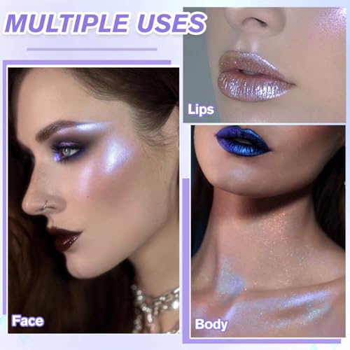 Blue-Purple Shimmer Highlighter Palette | Long-Lasting Glow