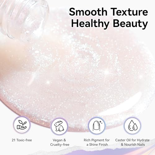Nailshion Sparkle Pearl Chrome Nail Polish - Quick-Dry Glitter Top Coat 656-Sparkle Pearl