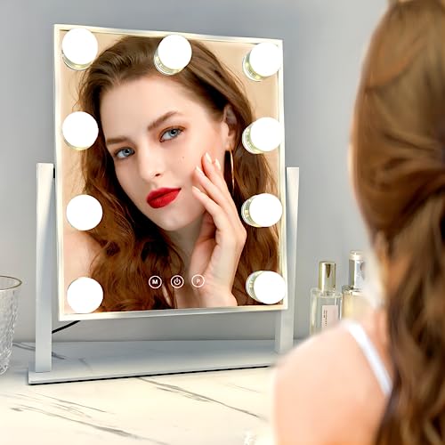 Hollywood Vanity Mirror with Lights, 9 LED Bulbs, 3 Color Modes