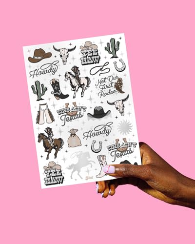 Western Party Temporary Tattoos - 50 Silver Foil Designs