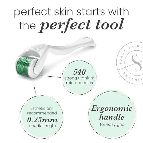 Sdara Black Derma Roller Microneedling Roller for Beard Growth, Scalp, Face - Brighten,Rejuvenating,Smoothening for Men and Women- Includes Free Storage Case