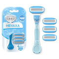 Razors for Women with 4 Razor Refills and 1 Non-Slip Handle, Womens Razors for Shaving with Organic Lubricating Strip, Disposable Razor with 5 Blades (Sky Blue)