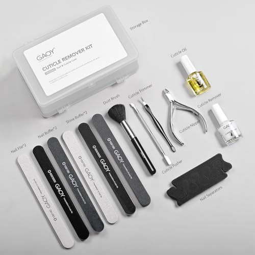 GAOY Cuticle Remover Kit - All-in-One Manicure Set with Nipper, Oil & Files