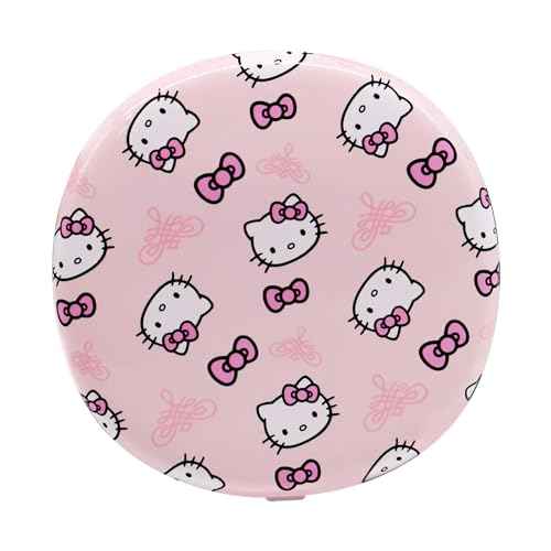 Impressions Vanity Hello Kitty Supercute Signature Compact Mirror with Light, Travel Makeup Mirror with 3X Magnification and Daylight LED Lighting and Adjustable Brightness (Pink)