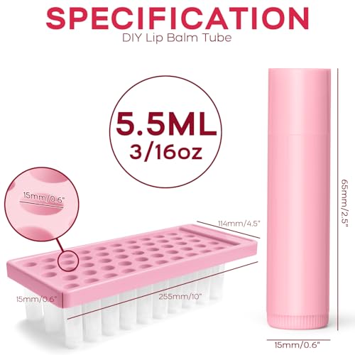 Juland Lip Balm Filling Tray with Scraper & Spatula 1 Set, 50-Cavity Mold for DIY Lip Balm and Lipstick, BPA-Free, Light Pink
