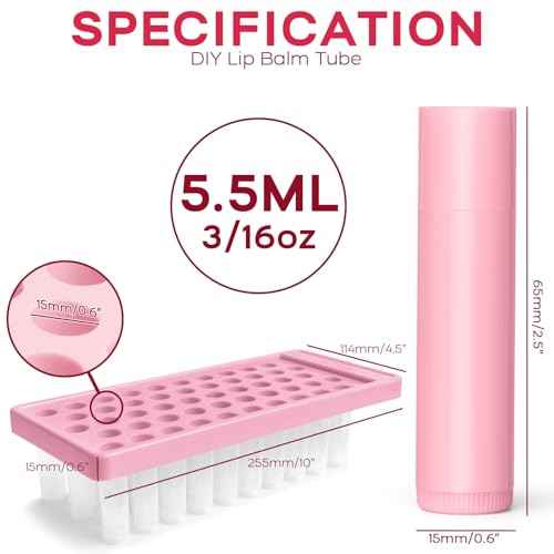 Juland Lip Balm Filling Tray with Scraper & Spatula 1 Set, 50-Cavity Mold for DIY Lip Balm and Lipstick, BPA-Free, Light Pink