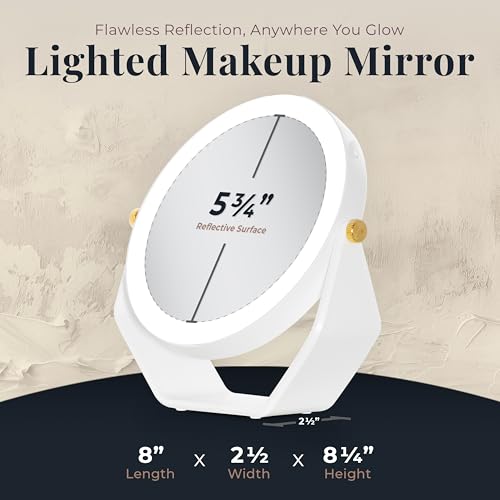 Zadro 8-Inch Lighted Makeup Mirror with 5X/1X Magnification