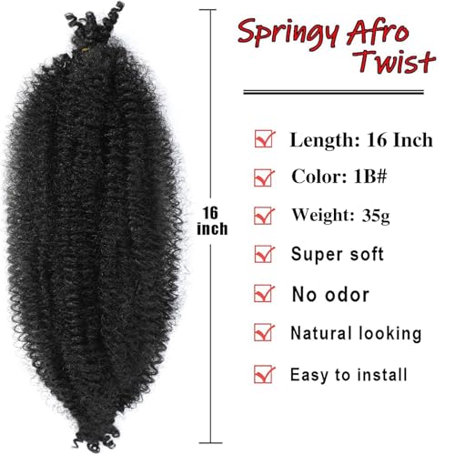 Springy Afro Twist Hair 16 inch - 8 Pack Marley Braiding Hair