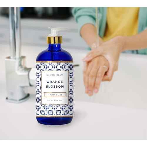 Savon Bleu Hand Soap Collection - 16oz Glass Bottles - 8 Pack - Home and Body Company - French Lavender, Cotton Blossom, Orange Blossom, Lemon Verbena