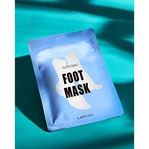 LAPCOS Foot Mask, Moisturizing Spa Treatment with Peppermint and Lavender, Repair Dry Cracked Heels & Feet, Korean Beauty Favorite, 5-Pack