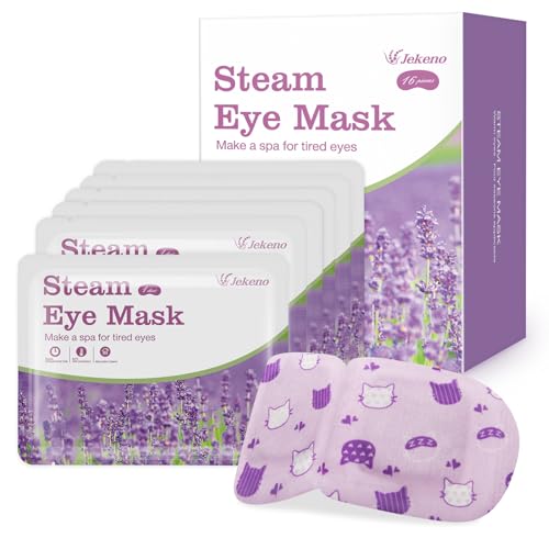 Jekeno Steam Eye Mask Heated – 16 Packs Lavender Self-Heating Warm Compress