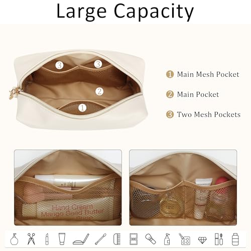 Personalized Initial Makeup Bag - Waterproof PU Leather Cosmetic Travel Bag