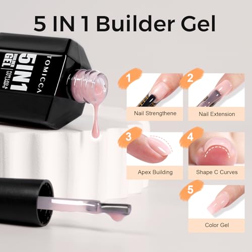 TOMICCA 5-in-1 Milky Pink Builder Gel for Nails - Strengthener & Extension