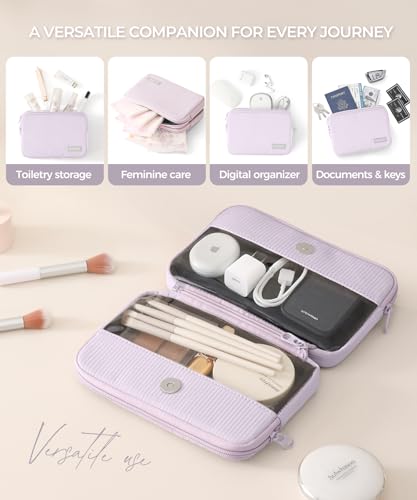 Preppy Makeup Bag with Detachable Pouches & Clear Panel