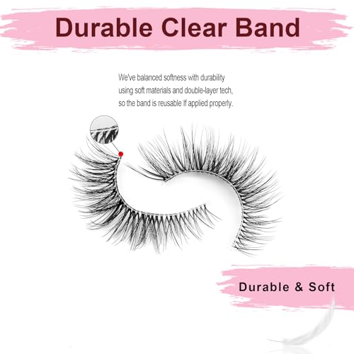 Natural Wispy Cat Eye Lashes | 13mm Clear Band | 10 Pairs