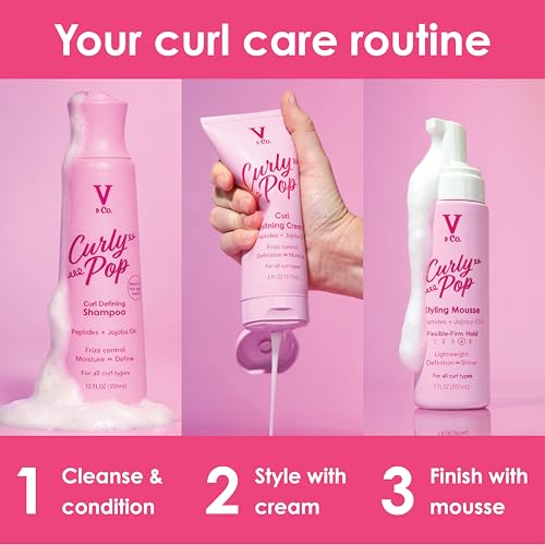 V&Co. Curly Hair Defining Mousse - Anti Frizz Moisturizing Curl Foam, 6oz