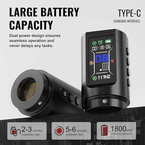 Wormhole Tattoo Gun Tattoo Kit Smart Tattoo Pen With Dot Working Mode, JUMP-START MODE, Memory And Timing Function Wireless Aluminum Alloy Tattooing Equipment For Professional Artists - Black