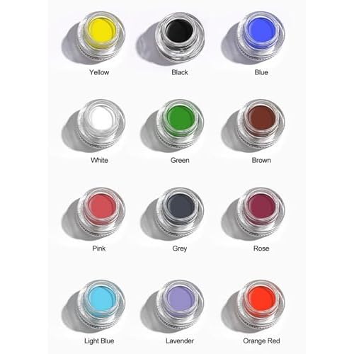 MAEPEOR Matte Gel Eyeliner 12 Color Smooth Cream Eyeliner Gel Pot Long Lasting Waterproof High Pigment Eyeliner Cream for Daily or Cosplay (Matte, 09 Rose)