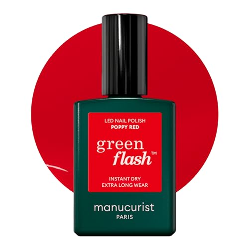 MANUCURIST • Green Flash LED Gel Nail Polish • Vegan • 12-Free, Plant-Based (57%) Gel Polish • Made in France • 0.5 fl oz (POPPY RED)