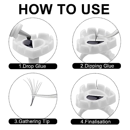 200PCS Disposable Plastic Glue Rings for Eyelash Extensions, used for eyelash extension surgery, nail art glue cups, makeup items required for eyelash extension (white)