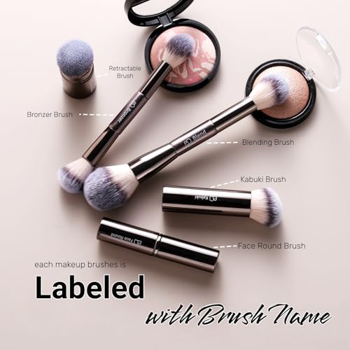Professional Makeup Brushes BS-MALL With Travel Case - Kabuki Brush Eyeshadow Brush, Concealer Brush, Blush Brush Bronzer & Foundation Brush 20 Pcs, Labeled Daily Use & Versatile Occasions Gift Box