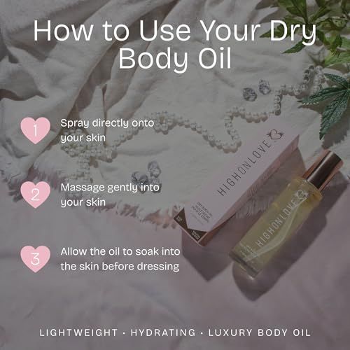 High On Love Dry Body Oil Spray - Soothing and Hydrating Body Glow Oil with No Greasy Residue, Made with Premium 100% Natural Ingredients (100 ml) (Rose)