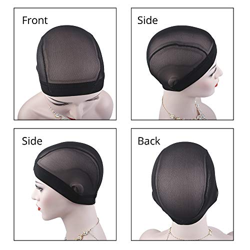 Small Mesh Dome Caps For Wigs 6 Pcs Stretch Breathable Mesh Dome Wig Cap Spandex Black Wig Caps For Making Wigs (6 Pcs, Black, S)