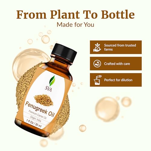 SVA Fenugreek Seed Carrier Oil - 1 Fl Oz (30 ml) with Dropper, Skin & Hair Care
