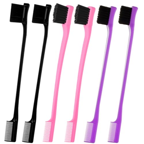 Purple Double Sided Edge Control Hair Brush - Detangling & Styling Tool
