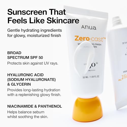Anua Zero-Cast Sunscreen SPF 50 | Hydrating Face Moisturizer