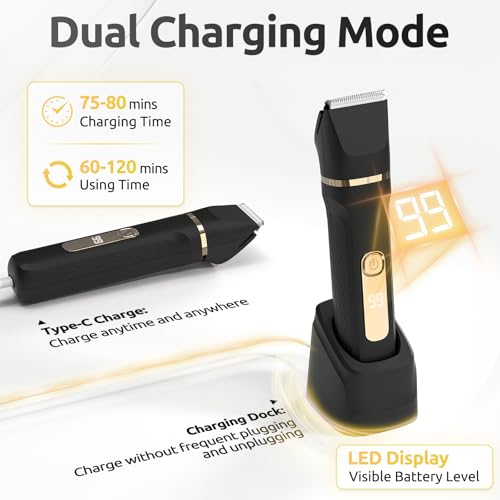 Bikini Trimmer for Women,5-in-1 Electric Razors for Women,Electric Shaver for Women's,IPX7 Waterproof Trimmer for Men Legs,with 5 Replaceable Blade Heads,USB Recharge Dock£¨Black£©