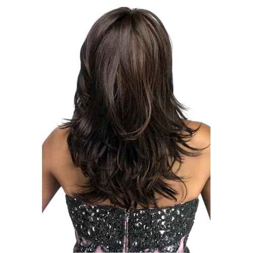 Vivica A. Fox BRIE-V, Futura Synthetic Heat Resistant Fiber, Pure Comfort Cap, Straight Top Style with Layered Loose Curl Flip Full Wig (P4/27/30)