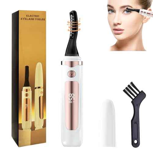 2025 Heated Eyelash Curler-USB Rechargeable Electric Eyelash Curler- Eyelash Curlers Heated 4 Temperature Modes Fast Heat Up Within 5s - 24 Hours Long Lasting- with Led Display for Women Girls (White)