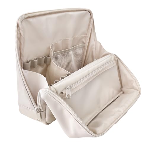 Large Waterproof Makeup Bag with Clear Dividers & Handle